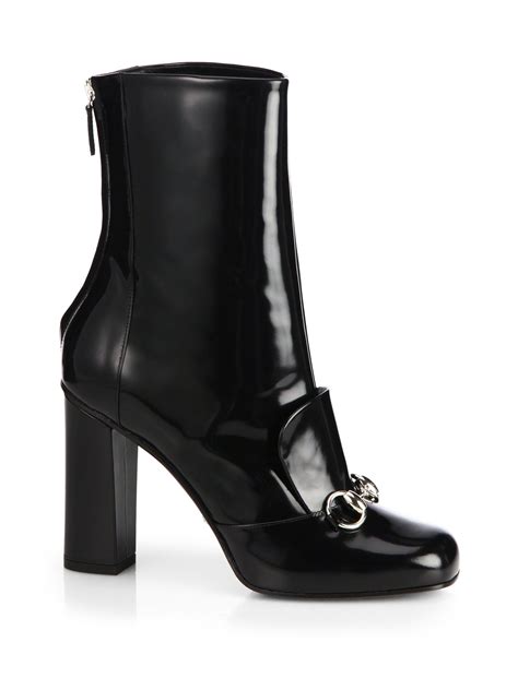 gucci lillian horsebit patent leather ankle boots|Women's Designer Luxury Ankle Boots .